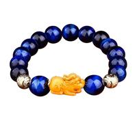 Pulsera Feng Shui, Feng Shui Dorado Pulsera de Riqueza Prosperidad Muy Raro Coleccionable Piedra de Ojo de Tigre Azul Brazalete Pi Yao Dorado Pulsera de Cristal de Chakra Amuleto Dinero Buena Suerte