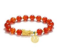 Pulsera Feng Shui, Pulsera de ágata, Cabeza de dragón Antigua, Pulsera GoldenWealth, talismán, Chakras, Piedras Preciosas de Equilibrio, Pulsera de cornalina, Animal del zodíaco, joyería metfísica,