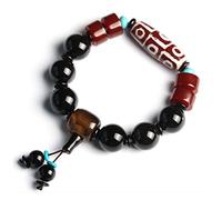 Pulsera Feng Shui,Pulsera de ágata Feng Shui Budismo Pulsera de Riqueza Cornalina Nueve Ojos Dzi Bead Charm Brazalete Joyería Chakra Cornalina Pulsera for Dinero Postividad Talismán Ahuyentar el Mal