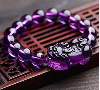 Pulsera Feng Shui, Pulsera de Amuleto Piyao de Cristal, Brazalete elástico de Prosperidad, Piedra Preciosa de talismán de Amatista 3A, atrae Dinero, académica, Buena Suerte para Hombres y Mujeres,