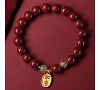 Pulsera Feng Shui Pulsera De Cinabrio De Piedra Natural Pulsera con Amuleto De La Suerte para Mujer Pulsera De Piedras Preciosas De Reiki Chakra Joyería De Piedra Talismán Atraer Riqueza Buena