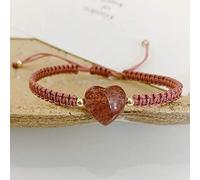 Pulsera Feng Shui, Pulsera de Cristal Amuleto Feng Shui Rosa for el Amor Corazón Fresa Cuarzo Encanto Brazalete Ajustable Talismán Atraer Amor Popularidad Suerte Prosperidad Dinero for Mujeres