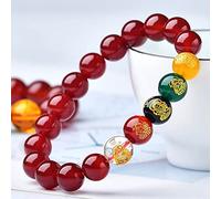 Pulsera Feng Shui Pulsera de Cristal de ágata Natural Cinco Elementos Dios de la Riqueza Pulsera Amuleto de Buena Suerte Reiki Cristal Chakra Piedras Pulsera Mujeres Hombres Joyería Regalos