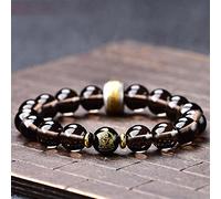 Pulsera Feng Shui Pulsera de Cristal de obsidiana Natural Amuleto de Plata de Ley Cuentas de oración de Buda Pulsera de Chakra de Cristal Reiki para Mujeres Hombres Talismán atraer Riqueza Buena