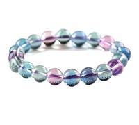 Pulsera Feng Shui, Pulsera de cristal natural for hombres y mujeres, amuleto gema fluorita for el equilibrio los chakras, 6mm, Acetato, No es una piedra preciosa