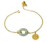 Pulsera Feng Shui, Pulsera de Donut de Jade Feng Shui, Hebilla de armonía, Moneda Antigua, Dije de Jade, Piezas de Plata Pura, Pulsera de Riqueza, Doble Felicidad, Brazalete de Jade, Colgante de