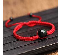 Pulsera Feng Shui, pulsera de hilo, pulsera de obsidiana negra Feng Shui, pulsera de cuentas de piedra de chakra, pulsera de piedras preciosas for mujeres y hombres, pulsera de amuleto de cuarzo de cr