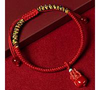Pulsera Feng Shui Pulsera de Hilo Rojo Pulsera de dragón Pulsera de Cuarzo cinabrio Pulsera Budista Hecha a Mano con Piedras Preciosas Naturales Pulsera de la Suerte roja Ajustable
