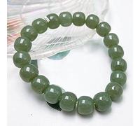 Pulsera Feng Shui Pulsera de Jade Natural Pulsera de Cuentas elástica de 9 * 10 mm Pulsera Vintage de Buena Suerte Piedra Talismán Pulsera de Jade Verde para Mujeres Hombres Amuleto Atraer Riqueza