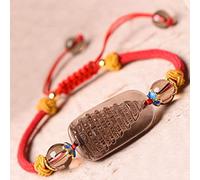 Pulsera Feng Shui Pulsera de obsidiana Natural Wen Chang Pagada Amuleto de Buena Suerte Pulsera de Hilo Rojo Pulsera Budista Hecha a Mano Pulsera de Cristal de Cuarzo Chakra para Mujeres y