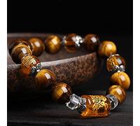 Pulsera Feng Shui Pulsera de Piedra de Ojo de Tigre Amarillo Dios de la Riqueza Pulsera con Cuentas de Cristal Talismán Piedras Preciosas Chakra Pulsera elástica Amuleto Atraer Dinero Buena Suerte,