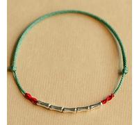Pulsera Feng Shui Pulsera de Plata Esterlina Tobillera Pulsera de Hilo Rojo Pulsera Budista Tibetana Hecha a Mano de la Suerte Pulsera China de Buena Suerte Tobillera Ajustable Unisex,Verde,Pulsera