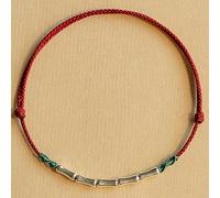 Pulsera Feng Shui Pulsera de Plata Esterlina Tobillera Pulsera de Hilo Rojo Pulsera Budista Tibetana Hecha a Mano de la Suerte Pulsera China de Buena Suerte Tobillera Ajustable Unisex, Rojo Oscuro,