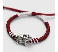 Pulsera Feng Shui, Pulsera de Riqueza Feng Shui Dragón Tibetano 999 Pulsera de Plata Pura Estilo Antiguo Chino Rojo Brazalete con Amuleto de la Suerte auspicioso Prosperidad para el Dinero Buena