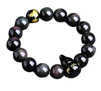 Pulsera Feng Shui, pulsera de riqueza Feng Shui for mujer, pulsera de calabaza Hu Lu Wu Lou de obsidiana de ojo de arcoíris, pulsera de cuentas talladas a mano con mantra de seis caracteres, brazalete