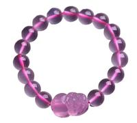 Pulsera Feng Shui, pulsera de riqueza Feng Shui for mujer, pulsera de cuarzo rosa Pixiu, pulsera de cuentas elástica que atrae la riqueza, talismán for la prosperidad, el dinero y la buena suerte, 8 m