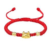 Pulsera Feng Shui, Pulsera de Riqueza Feng Shui, Pulsera de dragón de Bola de Masa Dorada, talismán de Animal del zodíaco para Pulsera de Hilo Rojo, Amuleto de dragón guardián Antiguo Chino para la