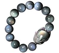 Pulsera Feng Shui, pulsera de riqueza Feng Shui, pulsera de obsidiana con ojo de arco iris, cabeza grande, dios zorro, amuleto de la suerte, pulsera de cristal, amuleto de cuarzo chakra, talismán for