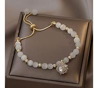 Pulsera Feng Shui, pulsera de riqueza Feng Shui, pulsera de piedra blanca crema, piezas llenas de oro, cubo de diamantes de imitación, gemas de chakra, pulsera de cristal, talismán contra el mal for l