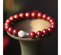 Pulsera Feng Shui, pulsera de riqueza Feng Shui, pulsera de piedra de cristal cinabrio de 8 mm, pulsera elástica de cuentas, amuleto de buena suerte, pulsera de cuarzo de cristal, talismán vintage for