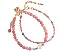 Pulsera Feng Shui, pulsera de rodonita, pulsera de cristal de riqueza, máscara de zorro, abalorio esmaltado, pulsera de cuarzo chakra, cadena de corazón, prosperidad, suerte, dinero, amor, vacaciones,