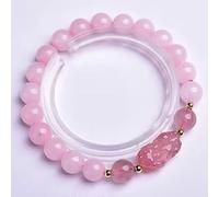 Pulsera Feng Shui Pulsera/Pulsera de Cuarzo Rosa Pulsera de Piedras de Chakra de 8 mm Pulsera de Cristal Natural Amuleto de Buena Suerte Atraer Relaciones Romances