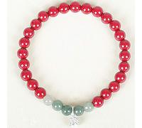 Pulsera Feng Shui Riqueza Red Cinnabar Pulsera para mujeres Beads Cinnabar STERLING LOTUS Jade Bead Pulsera brazalete Stretchy Bangle para buena fortuna.