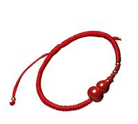 Pulsera Feng Shui Wealth Wu Lou - Calabaza de cinabrio natural, amuleto ajustable para prosperidad y suerte de dinero, One Size, Piedra, Sin piedra preciosa
