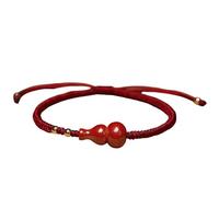 Pulsera Feng Shui Wealth Wu Lou - Calabaza de cinabrio natural, amuleto ajustable para prosperidad y suerte de dinero, One Size, Piedra, Sin piedra preciosa