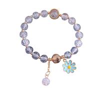 Pulsera genérica 4 pulsera elástica para mujer, pulsera de perlas de cuerda elástica, varios 8 anillos naturales, talla única, Metal, No es una piedra preciosa