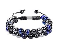 Pulsera genérica para joyas y pulseras de color verde a mano negra perla natural para suerte pulsera inoxidable mensajes joyería, talla única, Piedra, No es una piedra preciosa