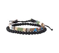 Pulsera genérica para mujer, anillos bohemia hecho a mano, armadura bead beach, pulsera ajustable, conjunto de 2 hombres, mujeres, accesorios de acero, talla única, cloth + piedra, No es una piedra