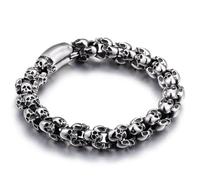 Pulsera gótica con cabeza de calavera para hombres, diseño de calavera de demonio, punk, diablo multi, Große, Acero inoxidable, No es una piedra preciosa