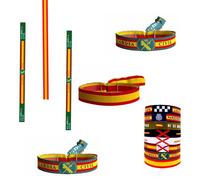 Pulsera Guardia Civil x2 más Pulsera España PACK 3 Unidades, Escudo Pulseras de Tela Cinta Bordada Bandera España Para Regalo Unisex Ajustable Llavero Mochila Coche Ropa Policia