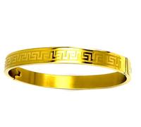 Pulsera hecha a mano con diseño de meandro griego antiguo, joyería de por vida, pulsera con patrón de llave griega, eternidad, infinito, éxito, pulseras para mujer, oro amarillo de 18 quilates