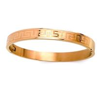 Pulsera hecha a mano con diseño de meandro griego antiguo, joyería de por vida, pulsera con patrón de llave griega, eternidad, infinito, éxito, pulseras para mujer, oro rosa de 18 quilates, pulsera