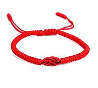 Pulsera hecha a mano de ojo malvado rojo negro para mujeres y hombres, pulsera de cuerda de kabbalah budismo tibetano para protección, buena suerte, infinito, Sin gemas.