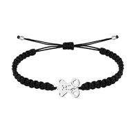 Pulsera Hilo Destino con Simbolos de acero inoxidable, amuletos de proteccion y suerte, Amuletos contra el mal de ojo - Pulsera Mujer/Pulsera Hombre (OSO NEGRO)