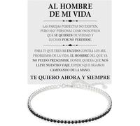 Pulsera Hombre de Mi Vida Tennis Piedras de Zirconita Cúbica para él Idea de regalo de Cumpleaños Acabado en Oro Blanco Plata 925 Navidad San Valentín - Caja con DEDICATORIA incluida (Hombre Vida)