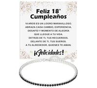 Pulsera Hombre Idea Regalo 18 años Cumpleaños Plata de Ley 925 modelo Tennis Regalo para él Fiesta Evento especial Pulseras Cumpleaños - Estuche con DEDICATORIA incluido (18 feliz cumpleaños tenis)