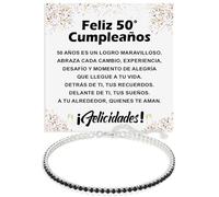 Pulsera Hombre Idea Regalo 50 años Cumpleaños Plata de Ley 925 modelo Tennis Regalo para él Fiesta Evento especial Pulseras Cumpleaños - Estuche con DEDICATORIA incluido (50 feliz cumpleaños tenis)