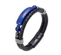 Pulsera Hombre,Pulsera De Cuero De Primera Calidad para Hombre Pulseras De Piedra De Ojo De Tigre Natural Brazalete Trenzado Hecho A Mano De Varias Capas Brazalete Punk Regalo para Niños Accesorios