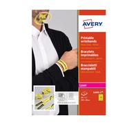 Avery España Pulsera identificativa avery polietileno amarillo fluorescente imprimible laser 265x18 mm pack de 50 unidades