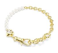 Pulsera Idyllia, Perla de cristal, Blanca, Acabado en oro de 18 quilates OS