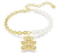 Pulsera Idyllia, Perla de cristal, Talla redonda, Osito, Tono dorado, Baño tono oro OS