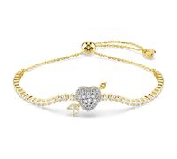 Pulsera Idyllia, Tallas mixtas, Corazón con flecha, Blanca, Baño tono oro OS