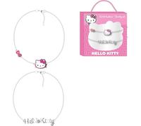 Pulsera infantil Hello Kitty doble con charm de silueta y botón lazo en bisutería Sanrio para niñas mayores de 3 años, ideal para combinar y jugar con accesorios kawaii