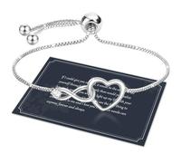 Pulsera infinita, pulsera de plata de ley S925 para mujer con zirconia cúbica 5A, pulsera ajustable, regalos ideal para el día de la madre, Plata de ley Plata Piedra