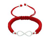 Pulsera infinito mujer plata de ley | Pulseras infinito hombre | Pulsera de hilo rojo o negro | Brazaletes para parejas, amistad, amigos | Mal de ojo (Rojo)