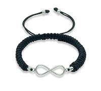 Pulsera infinito mujer plata de ley | Pulseras infinito hombre | Pulsera de hilo rojo o negro | Brazaletes para parejas, amistad, amigos | Mal de ojo (Negro)